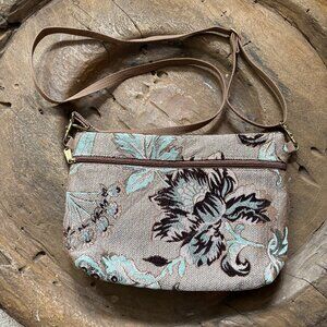 Danny K handmade floral tapestry crossbody shoulder bag purse 12 x 9 x 3 inches